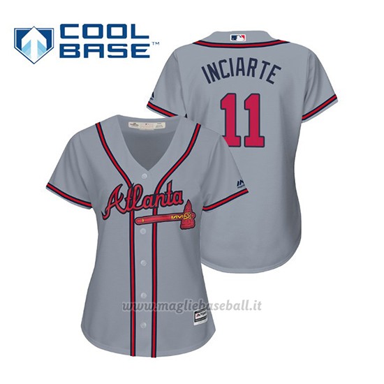Maglia Baseball Donna Atlanta Braves Ender Inciarte Cool Base Majestic Road 2019 Grigio